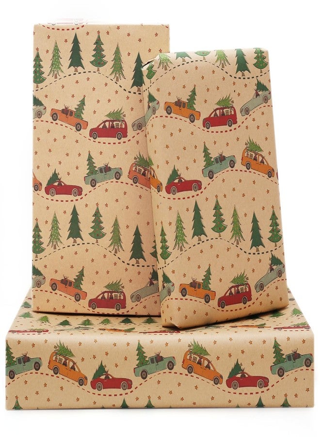 AircooL Christmas Car Wrapping Paper - Colorful Truck & Tree Wrap Paper, 6 Folded Sheets 28x20 Inches for New Year, Xmas & Winter Holiday - Image 1
